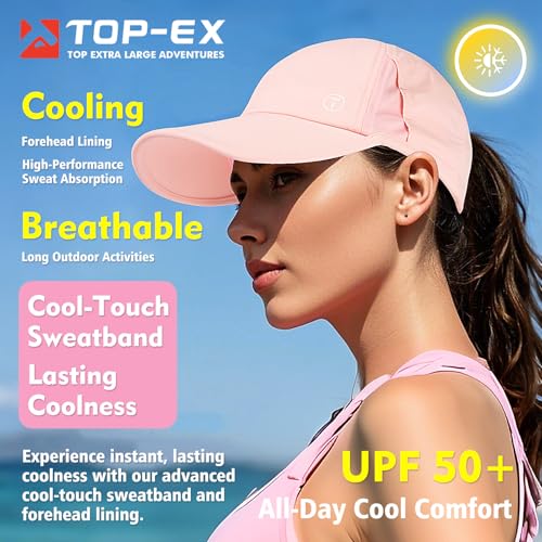 Women's Small-Medium Black UPF 50+ Cooling Ponytail Baseball Cap - Active Sun Hat