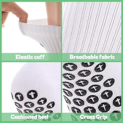 Cross Grip Soccer Socks with Bible Verse - White, One Size, 4 Pairs
