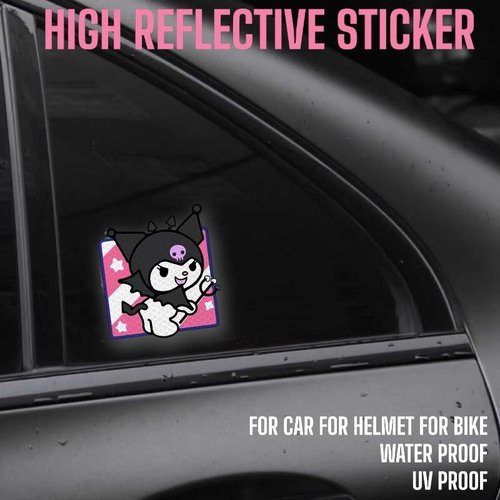 High Reflective Stickers Anime Sticker for Helmet Cute Safety Sticker Reflective Diamond Grade High Visibility Tapes for Night Riding Bike Motorcycle Helmet Waterproof Anime Decals (Demon)