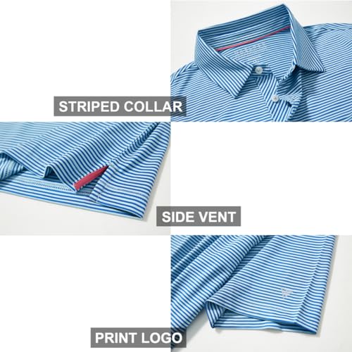 Golf Shirts for Men Dry Fit Short Sleeve Print Performance Moisture Wicking Polo Shirt