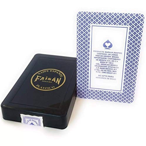 Spanish Plastic Playing Cards - 40 Card Deck for Card Games, Black Case