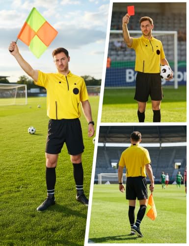 FitsT4 Sports Men's Soccer Referee Shorts Black Large with Pockets