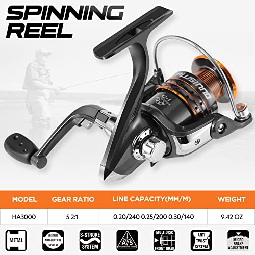 Telescopic Fishing Rod and Reel Combo Kit with Carrier Case - 2.1m