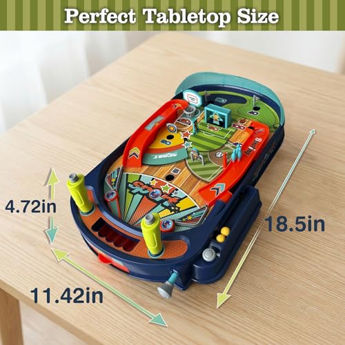 Kids Mini Pinball Machine Tabletop Arcade Game with Obstacles & Flippers