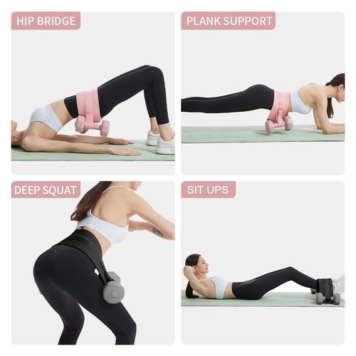 LIWEN NatureSlim Pink Adjustable Hip Thrust Belt, Anti-Slip Booty Belt for Women, Easy to Use with Dumbbells & Kettlebells, Home & Gym Use, Adults