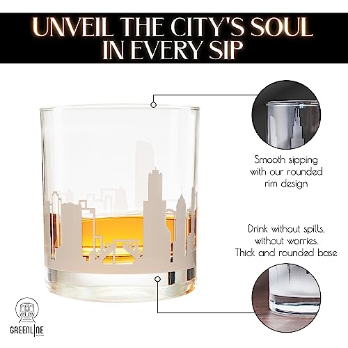 Chicago Whiskey Glasses Set of 2 - Skyline Etched Old Fashioned Tumblers for Chicago Lovers
