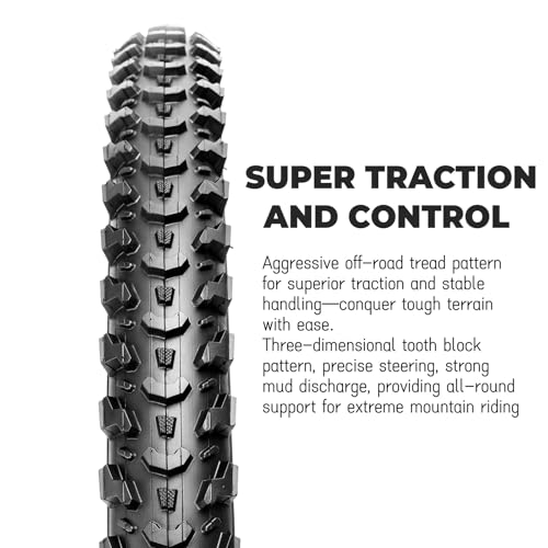 24x2.125 Inch Mountain Bike Tires Set - Folding Replacement with Inner Tubes & Levers
