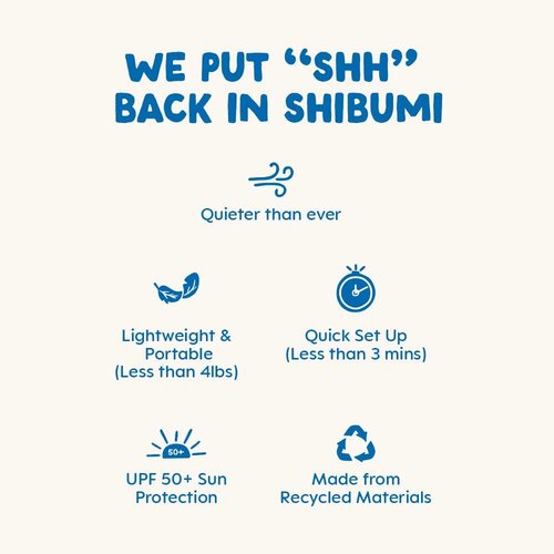 New Shibumi Shade® Classic with Quiet Canopy, The Original Wind-Powered® Beach Shade, Shade for 8 People, Weighs Only 4 lbs, Sets up in 3 Minutes. Wind Assist Included