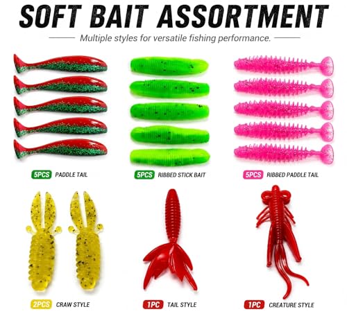 Fishing Lures Kit 85-Piece Tackle Box for Freshwater Bass Trout Walleye