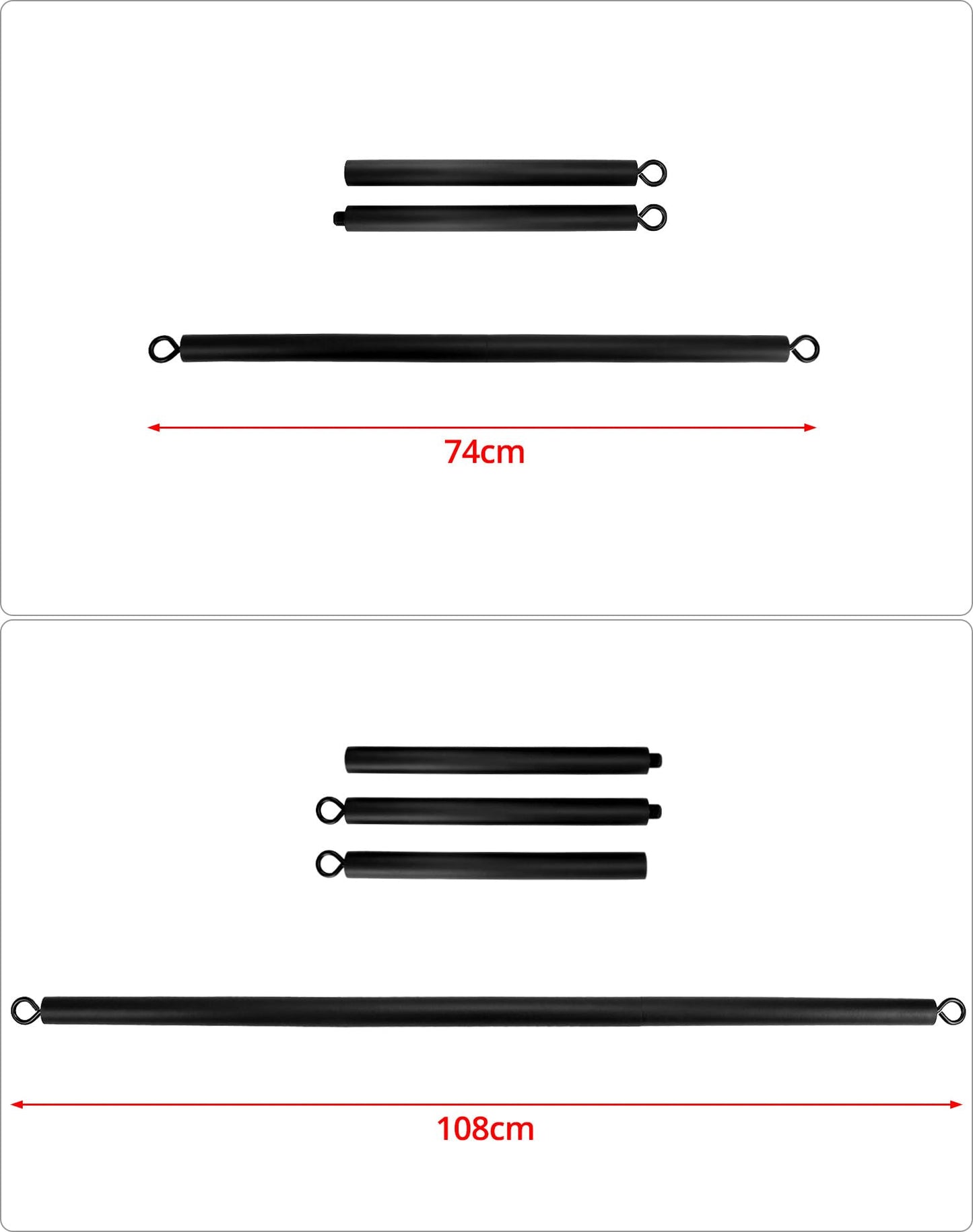 QWORK® Resistance Band Bar Pilates Bar Home Gym Fitness Workout Bar for Strength Training Cardio Exercise - 108CM - Max Load 800lb (Portable Detachable Stick x3)