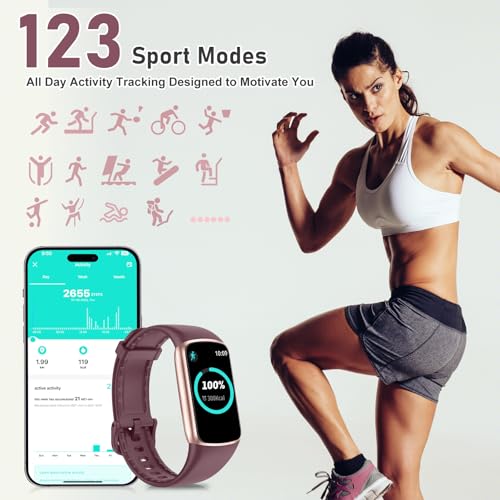 Zeacool Bordeaux Fitness Tracker with Heart Rate Blood Oxygen Sleep Monitor 123 Sports Modes Waterproof Smartwatch