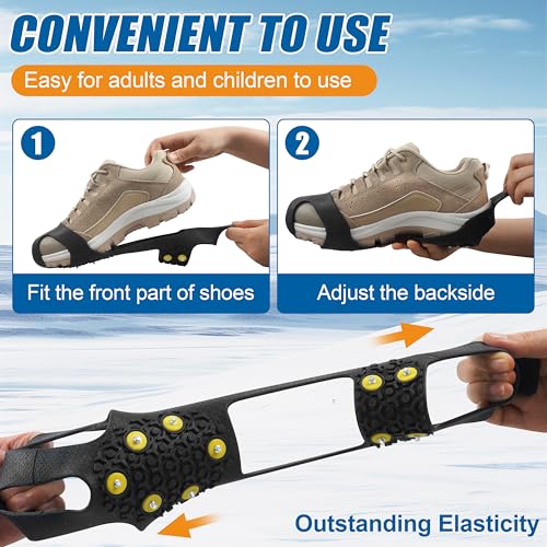 Ice Cleats Snow Traction Crampons for Shoes & Boots XXL 13-15.5 - Anti Slip