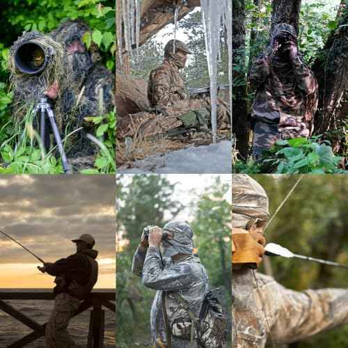 Camo Balaclava Mesh Face Mask - Lightweight Turkey Hunting Face Cover for Men & Women - Hunting, Fishing, Skiing