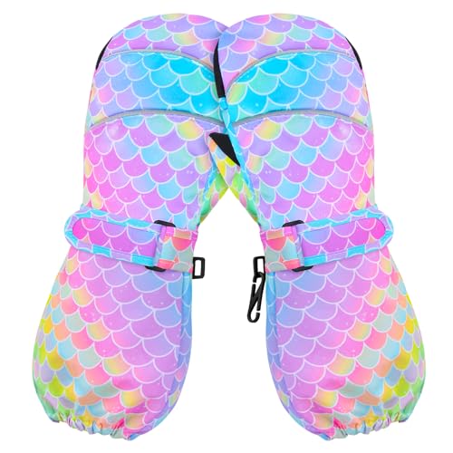 Kids Gloves Winter Toddler Mittens Girls Snow Ski Glove Waterproof Warm Sherpa with Long Cuff Snowboard Gloves