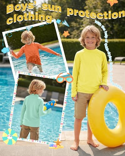 3 Pack Boys Swim Rash Guards SPF Water Shirts - Lightweight & Breathable