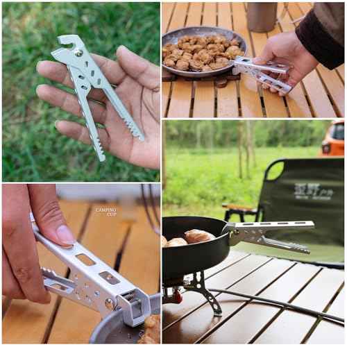2 Pack Camping Cookware Gripper Hot Camping Cups Lifter Frying Pan Gripper Camping Cook Pot Lifter Clips Tongs Clamp Holder for Campfire Grill Cooking Outdoor Stove Backpacking Coffee Mug