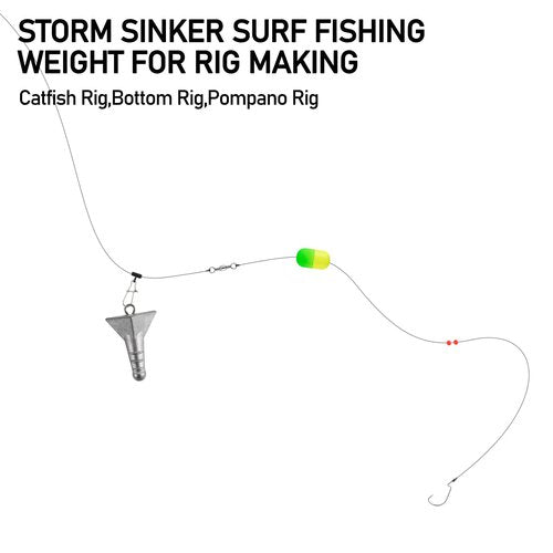Dr.Fish 5 Pack Storm Sinker Pyramid Hatteras Surf Fishing Lead Weight Saltwater Beach Casting Sea Bottom Holder Inshore 4oz