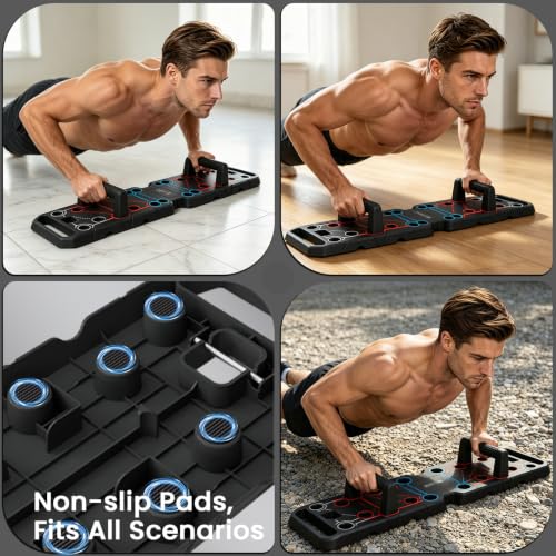 BLACK Extended Foldable 25-in-1 Push Up Board for Home Workout