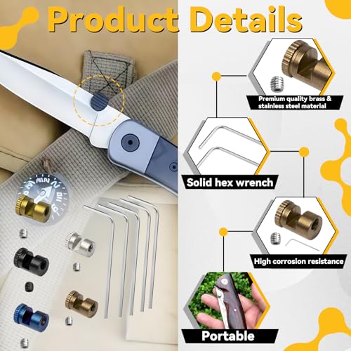 Knife Thumb Studs Set for Buck 110 Automatic Knives - 5 Colorful Brass & Steel Refits