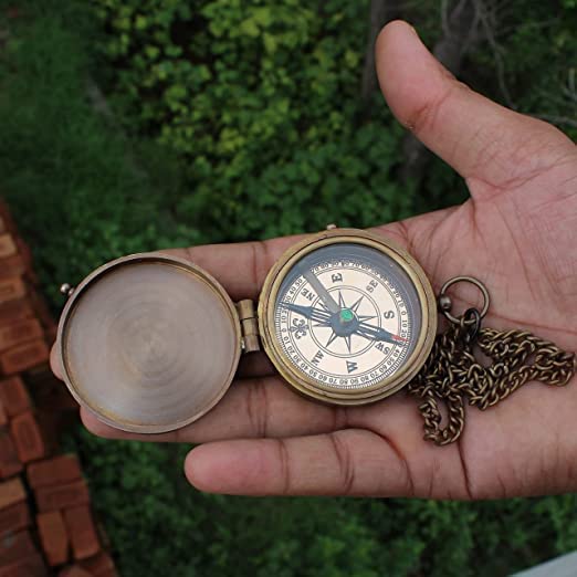 Antique Nautical Brass Engraved Pocket Compass Navigational Compass Tool for Travelling & Camping by THEHISTORICALHUB (to My Husband I Love You)