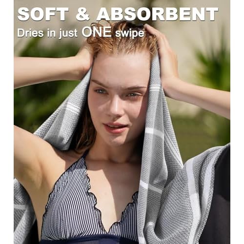 Antfuny 2 Packs Turkish Beach Towels Quick Dry Sand Free Oversized Bath Pool Swim Towel Extra Large XL Big Blanket Adult Travel Essentials Cruise Accessories Must Haves Clearance Vacation Stuff