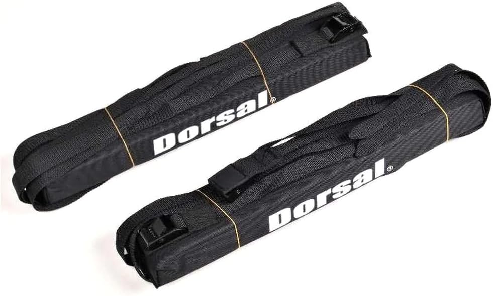 Dorsal Universal Soft Roof Rack Pads for Surfboard Kayak SUPs with Car Tie Down Straps and Storage Bag - Pack of 2 Black Polyester