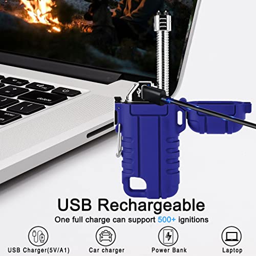SUPRUS Blue Waterproof Windproof Arc Plasma Lighter USB-C Rechargeable Outdoor Camping Kitchen