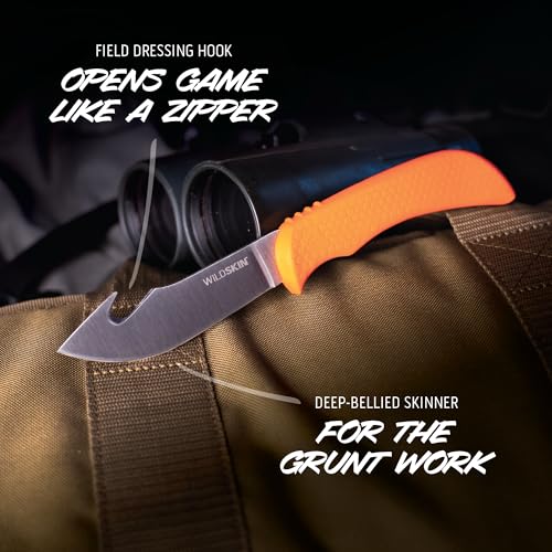 WildGuide Hunting Knife Set & Field Dressing Kit - Camo Sheath, Razor-Sharp Blades