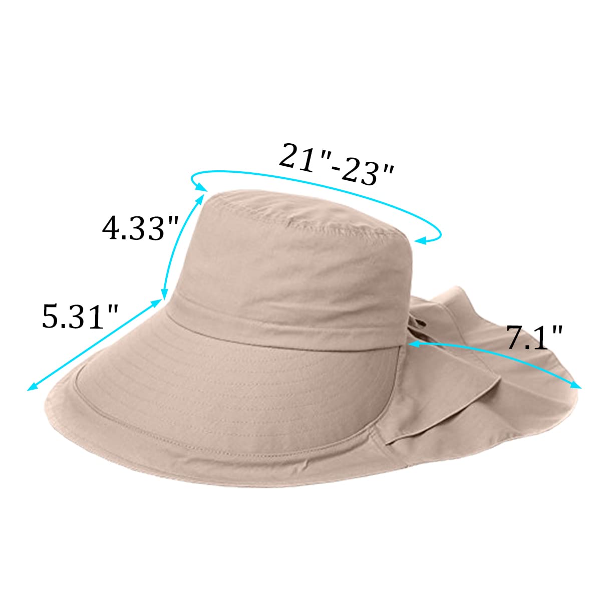 3 Pack Womens Ponytail Sun Hat with Neck Flap Wide Brim UV Protection Bucket Hat Summer Beach Fishing Hiking Garden UPF 50+ (3 Pack-Dark Grey＆Light Grey＆Beige)