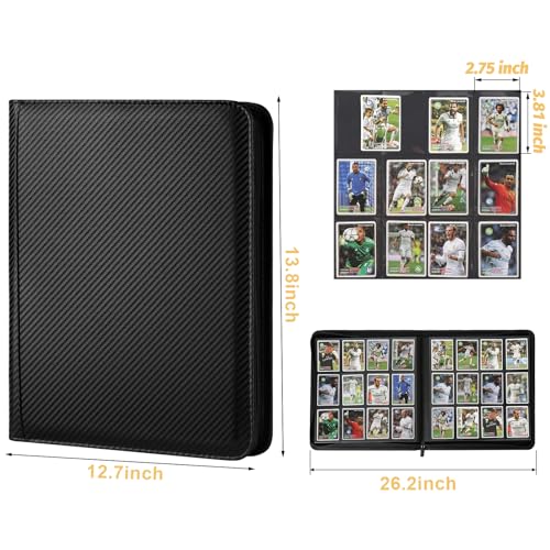 12 Pocket Ringless Side Loading Trading Card Binder - 720 Card Capacity, Black