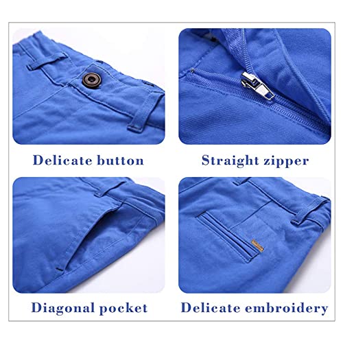 Boys Chino Shorts with Adjustable Waist - Flat Front, 11-12 Years, Blue