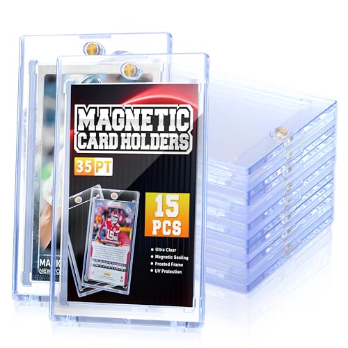15 Pack Magnetic Card Holders for Trading Cards - One-Touch Baseball Football TCG Collectible