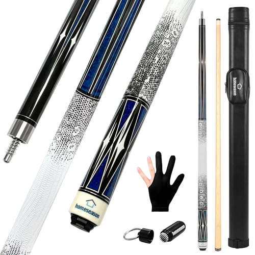 HomeSeason 58-Inch Pool Cue Stick with 21oz Bag, Low Deflection Maple Wood, 3D Grip