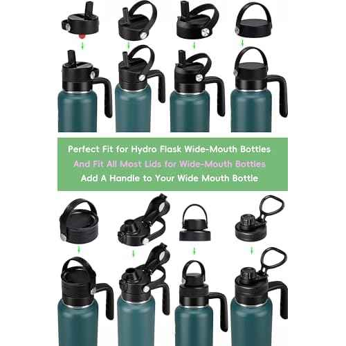 Replacement Lid for Hydroflask Wide Mouth Water Bottle, Top Lids with Straw for Hydro Flask Accessories, Top Sport Bottle Handle Cap for Hydroflask 12 16 20 32 40 64 128 oz Wide Mouth