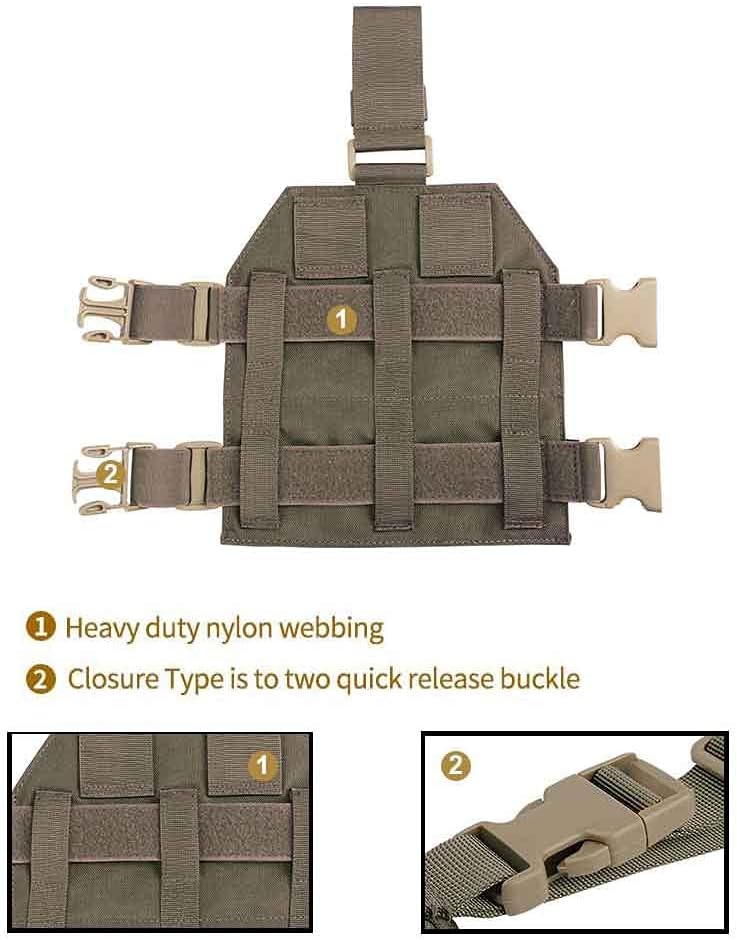 EXCELLENT ELITE SPANKER Tactical MOLLE Drop Leg Platform Universal Drop Leg Panel with Adjustable Belt & Thigh Straps