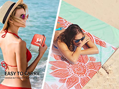 HIHOHO Waterproof Sandproof Beach Blanket Mat 79 x 108 Pink Flower - Quick Drying