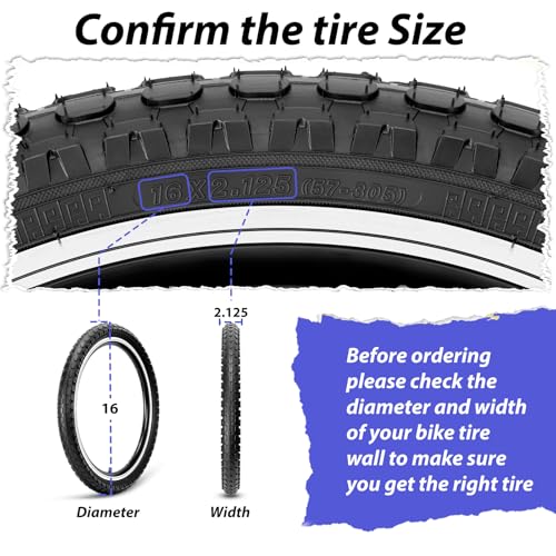 Black 16x2.125 Inch Kids Bike Tire Set with Inner Tubes & Levers