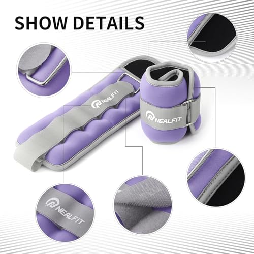 Purple 2 lb Pair Ankle Weights - Adjustable Leg & Wrist Weights for Fitness