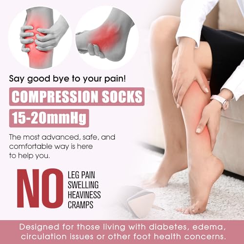 Bluemaple Compression Socks for Women & Men Circulation (6 Pairs) 15-20 mmHg is Best Support for Athletic Running Cycling