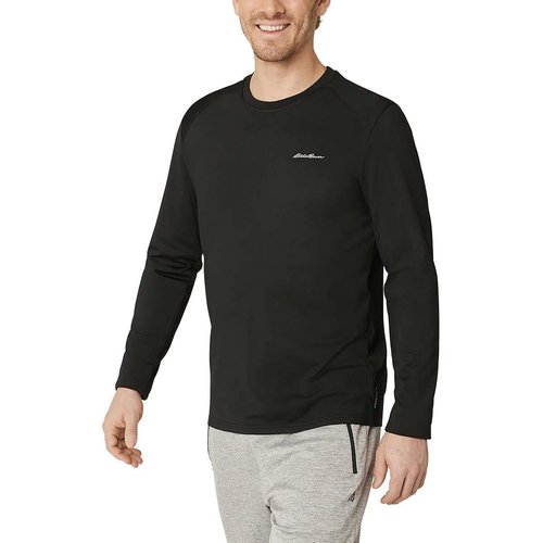 Eddie Bauer Men's Active Tee Crewneck Moisture Wicking Long Sleeve T-Shirt - Black Medium