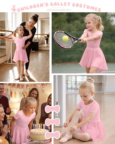 Girls Ballet Leotard Set - 4-6 Years Light Pink 3 Pack for Dance Practice