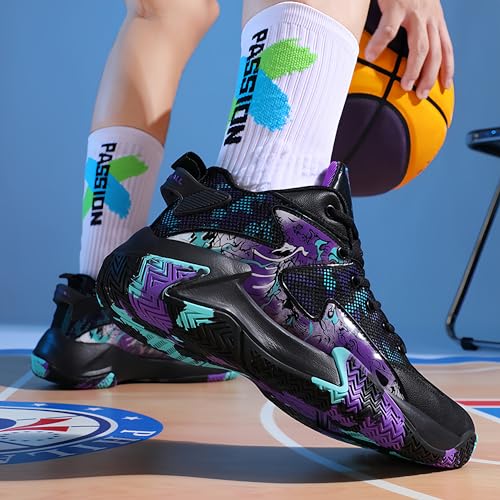 Men's Basketball Shoes Non-Slip Breathable Outdoor Sneakers - Black 7