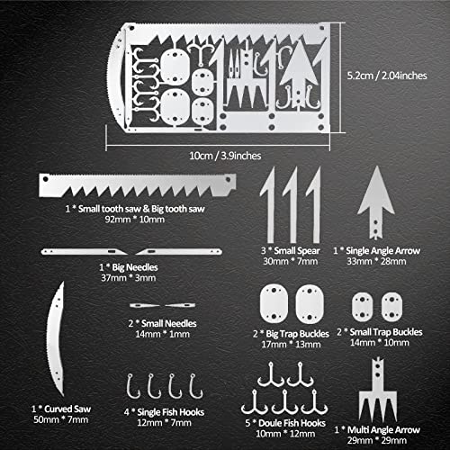 7PCS Survival Card Multitool Kit with Fishing Line & Gear for Camping and Hiking