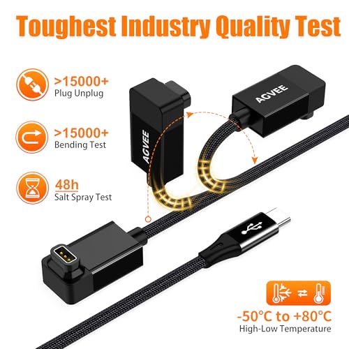 AGVEE 3.3ft USB-C Right Angle Charger Cable for Coros Smartwatch - Black