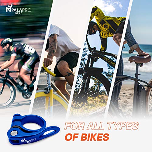 Blue Quick Release Bicycle Seatpost Clamp 31.8mm Aluminum CNC Lightweight