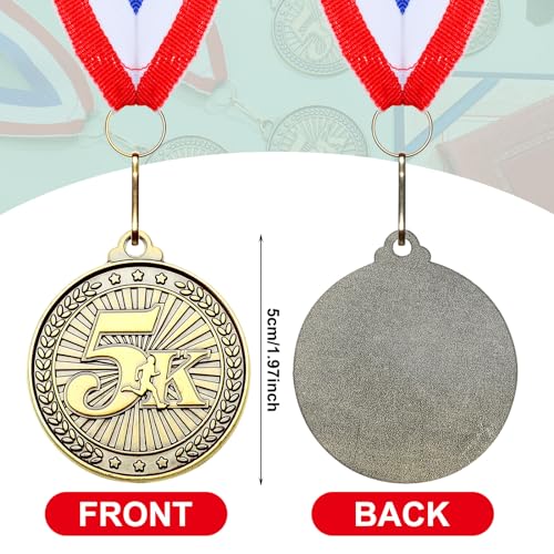 5K Race Medals Bulk Set - Gold Metal 2 Inch with Ribbons, 30 Pack - Variation of 30 / 5K