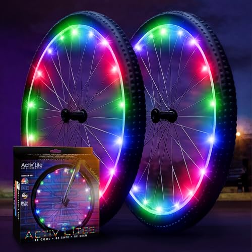 Multicolor LED Bike Wheel Lights 2-Tire Pack Bright Visibility Safety