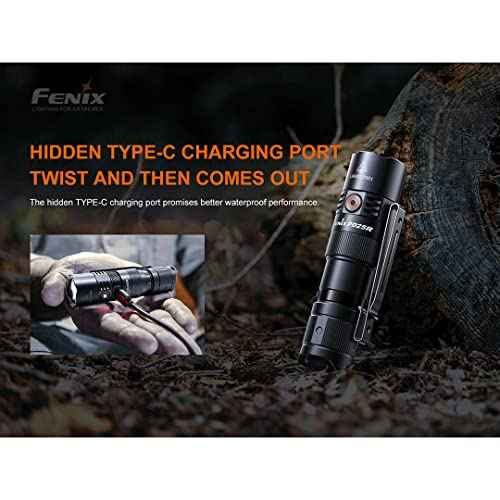 Fenix PD25R EDC Flashlight 800 Lumen USB-C Rechargeable, Dual Switch Pocket Size Lightweight with Organizer