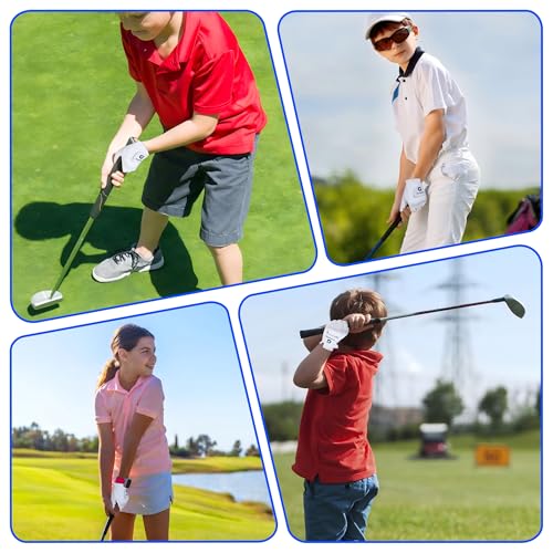 Kids Golf Glove Left Hand Large White for Ages 8-10 Durable Breathable Youth Golf Accessory