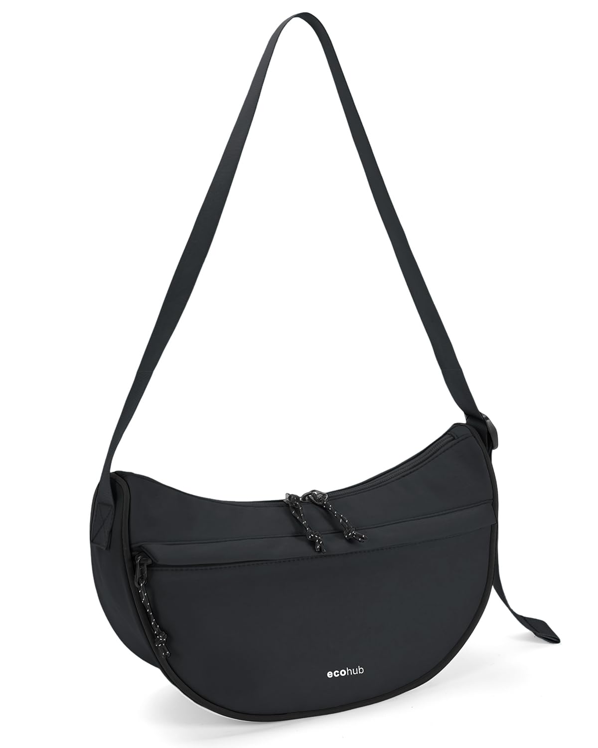 ECOHUB Anti Theft Crossbody Bag for Women and Men, Structured Lightweight Nylon Everyday Sling Bag with RFID Pocket, Adjustable Strap for Travel, Work and Daily Carry, Black